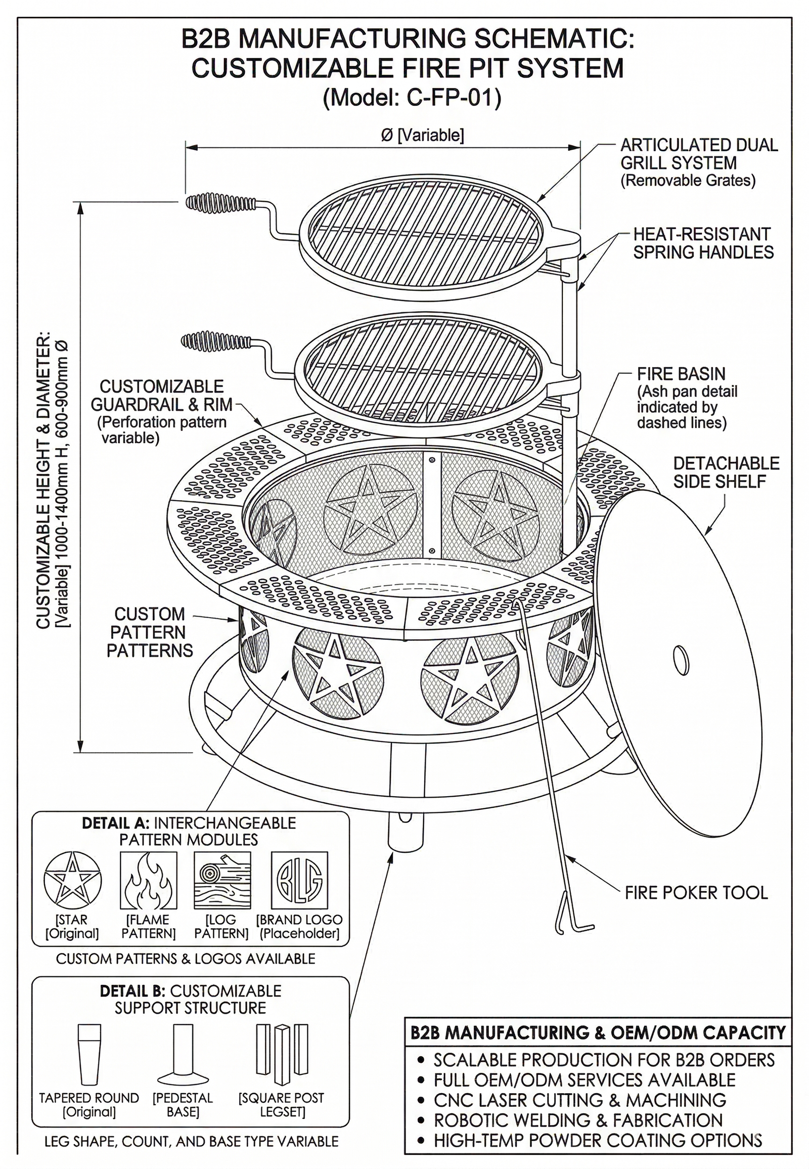 B2B Manufacturing Custom Fire Pit Blueprint