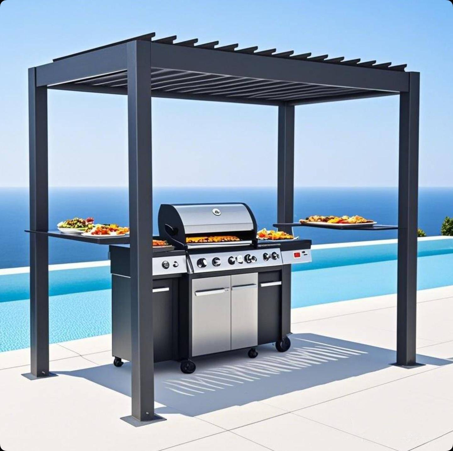Aluminum louvered pergola XY-CG-25034-EI 250x150x240cm compact outdoor