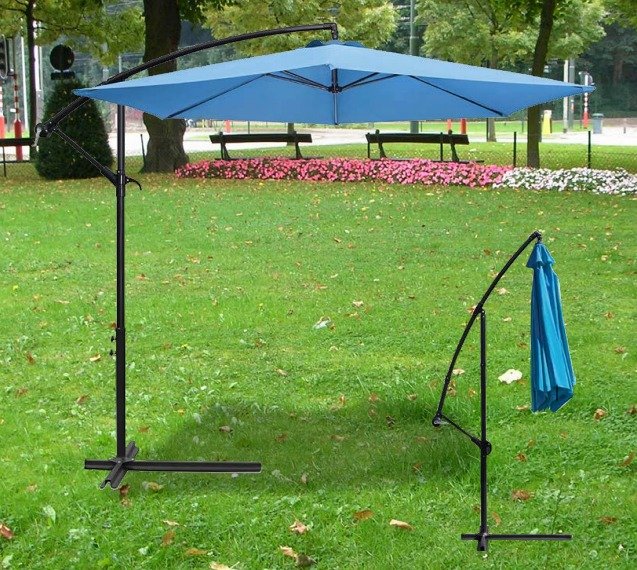 Commercial offset cantilever patio umbrella wholesale with steel cross base for resort poolside shade