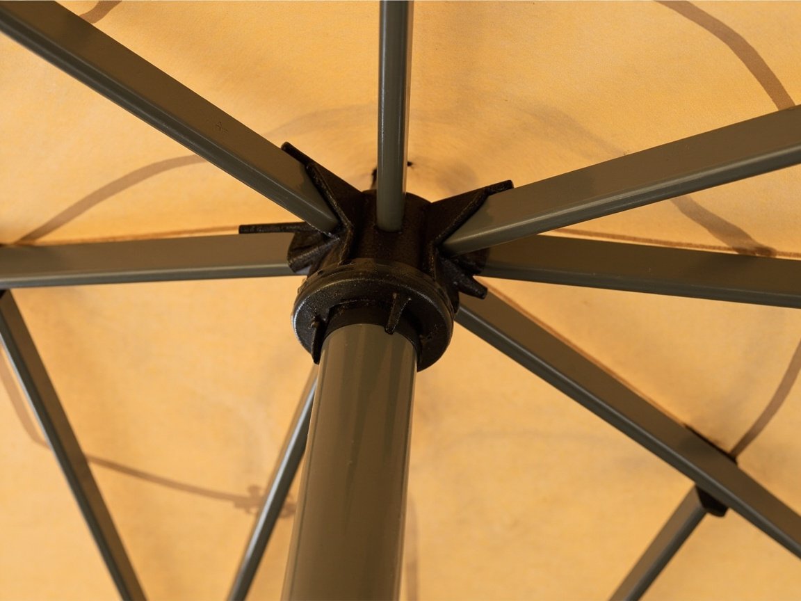 Commercial patio umbrella wholesale steel pole and crank mechanism detail