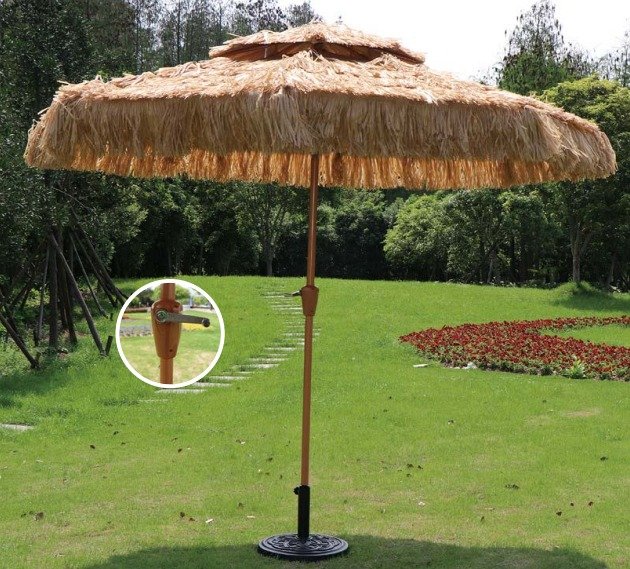 Double layer thatched commercial patio umbrella wholesale for hotels and resorts